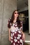 Asatet Saten Patterned Dress with Lace Details - 4