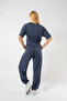 Navy Blue Modal Fabric Shalwar Bottom Top Set - 2