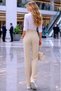 Lidya Women's White High Waist Oversize Wide Leg 106 cm Lycra Fabric Pants New - 4