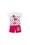 4-10 Years Old Girls' Character Printed White-Fuchsia Cotton Short-Sleeved Shorts Set - 2