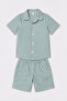 Boy's Striped Wrinkled Fabric Shirt Shorts Set Summer Two-Piece Set 4-9 Years Old I Boy's Set - 7