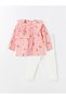 Lcw Baby Pink Crew Neck Long Sleeve Floral Baby Girl Blouse and Leggings 2-Piece Set - 2