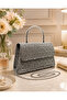 Night Sparkle Evening Dress Bag with Metal Handle and Chain Strap, Evening Event Bag