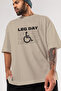 Leg Day Oversize Front Printed Beige T-Shirt 100% Cotton Streetwear Premium Comfortable Fit - 3