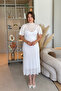 Elegant Midi White Lace Dress with High Collar Lining - 3