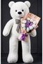 90cm White Plush Bear and Purple Mini Teddy Bear Detailed White Rose Bouquet with White Rose Bouquet, a Lasting Gift Artificial Bouquet, Non-Fading Rose Gift Set for Your Sweetheart - 6