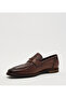 Textured Tan Leather Loafers Shoes - 2