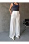 Pantalon White Crepe Fabric Draped