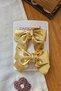 Set of 2 Shiny Metallic Gold Foil Girls' Bow Hair Clips 7cm - Stylish Gold Clip Hair Clips