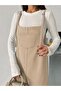 Women's Beige Long Strap Garden Linen Dress - 3