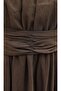 Linen Look Dress with Brooches - Brown - 3