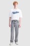 Henry Straight Fit Embroidered Men's Denim Trousers - Gray - 5