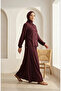 Shirt with Collar Buttons and Snap Fasteners, Hijab Double Set 2281-02 Plum - 2