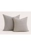 Thin Striped Muslin & Navy Blue Striped Bodrum Linen 2-Piece Throw Pillow Cover Set
