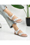 Women's White Flip-Flop Double Buckle Ankle Comfortable Sole Sandals - 7