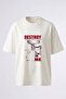 Mr Kitty Design Back Printed Cotton White Oversize T-Shirt