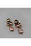 Pink Baroque Pearl Detailed Dangle Women's Earrings 7 cm Gold Color Stone Stylish Design Earrings - 3