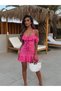 Women's Satin Ruffle Detailed Mini Dress