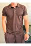 Men's Regular Fit Button Closure Cotton Polo Tshirt Bitter Brown Eca085