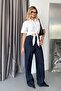 Women's Tie-Detail Double Pocket Short Sleeve Shirt White - 2122 - 3