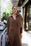 Brown Crop Shirt Long Modal Dress Set - El51153 - 2