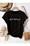 Women's Short Sleeve Basic Viscose Blouse with Text Print on the Front - 4