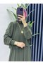 Women's Hijab Khaki Stretchy Fabric Sultan Model Dress - 2