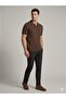 Vaganza Zippered Polo Collar Textured Short Sleeve Knitwear T-Shirt 4083 - 3
