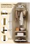 Corner Coat Rack with Storage, Entryway Hall Tree with Bench and 180cm, Freestanding Clothes Rack Shoes Shelf Organizer for Home Office Bedroom, Rustic Brown - 4