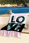 Love Written Tropical Leaf Beach Towel-Modern Pink Marine Pool Sea Quick-Drying Cover Towel - 4