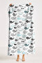 Whale Themed Children's Beach Towel - Marine Mint Black Pool Sea Quick-Drying Microfiber Towel
