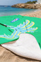 Green Beach Towel with Palm Tree Motif - Tropical Modern Blue Yellow Sand-Repellent Beach Cover - 5