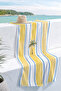 Striped Tropical Palm Beach Towel - Yellow Blue Modern Marine Quick Dry Microfiber Towel Coverlet