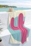 Modern Beach Towel with Cactus Motif - Pink Turquoise Minimalist Resort Pool Sea Sand-Repellent Towel - 4