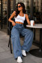 Light Blue High Waist Baggy Jean Trousers E7011 - 8