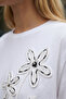 Floral Embroidered Crew Neck Short Sleeve Regular Knitted T-Shirt - 5