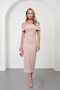 Women's Powder Color Boat Neck Slit Dress for Promise, Engagement, Wedding, Evening Dress - 2