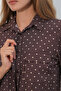 Women's Single Pocket Polka Dot Oversize Shirt 20399 - Brown - 4