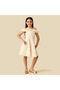 Cold Shoulder Dress with Floral Lace Texture - 2
