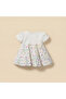 Round Neck Short Sleeves A-Line Dress with Floral Print - 3