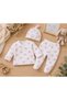 Newborn 0-3 Months Hospital Release Baby Set 3 Piece Baby Girl Bodysuit Set with Ribbed Cotton Hat - 2