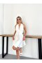 Women's Halter Neck Halter-Back Low-Cut Buttoned Mini Dress - 7