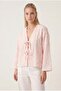 Women's Cotton Lace Detailed Jacquard Tasseled Kimono Ru-7012 - 6