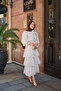 Women's Collar Tie Polka Dot Skirt Layered Suit White - 2