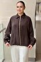 Front Pleated Detailed Zippered Advertized Sleeve Lined Bomber Jacket