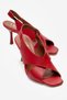 Genuine Leather Perla Women's Red Cross Heeled Shoes - 4
