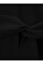 Waist-Tied Crinkle Shirt Tunic - Black - 3