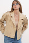 Women's Belted Short Trench Coat 5970 - K. Beige - 3