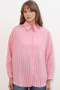 Women's Striped Oversize Shirt 20293 - Salmon - 3
