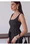 Polka Dot Slim Fit Square Neck Flounce Blouse - 2